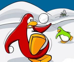 пазл Пингвины войну снега в Club Penguin